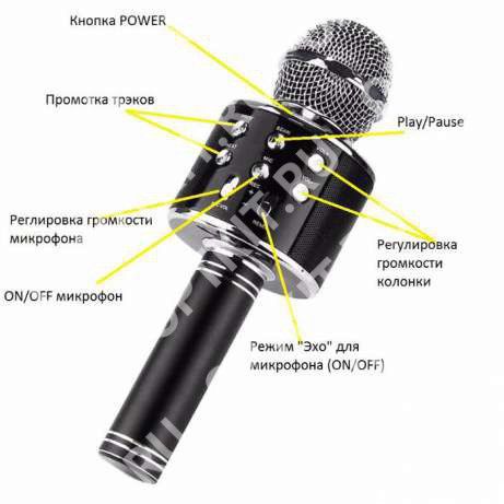 Бездротовий караоке мікрофон WS858-1 ∙ Колонка-мікрофон ∙ Вluetooth ∙ USB ∙ microSD | Зображення 2