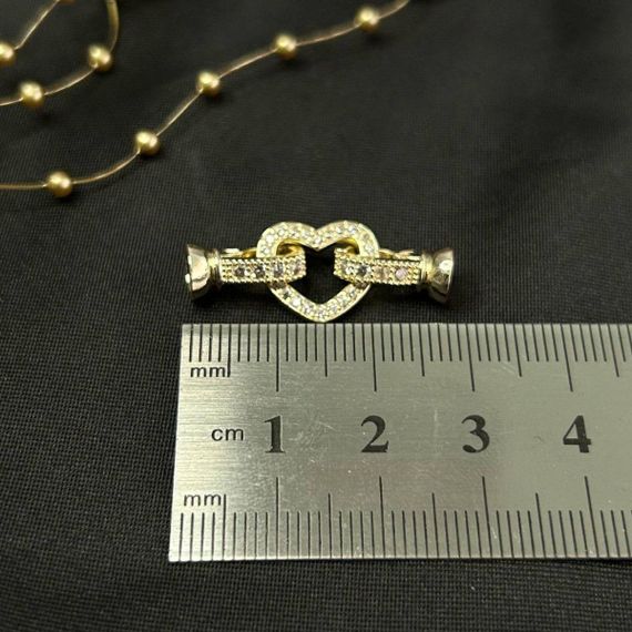 Застібка Серце 12х30 мм, позолота 18К - лимонний колір | Зображення 1
