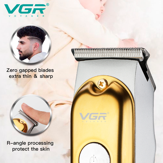 Триммер аккумуляторный для стрижки VGR V-290 GOLD, 3 насадки, LED дисплей | Зображення 6