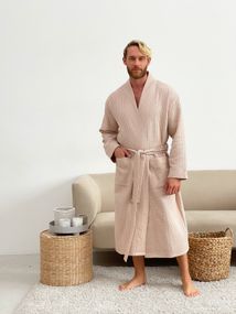 Чоловічий вафельний халат, беж