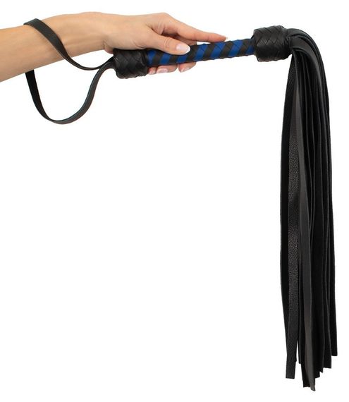 Флогер шкіряний ZADO TOOLS Leather Flogger із плетеною ручкою, чорно-синій Sex Aura | Зображення 3