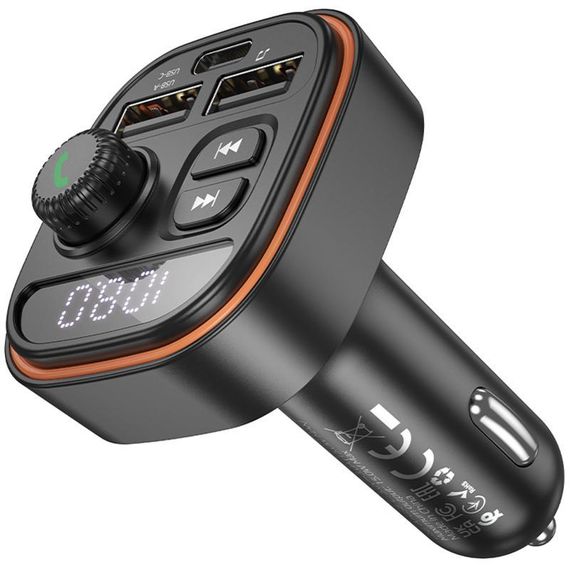 АЗУ FM модулятор Borofone BC59 Heroic 15W (2USB-A/1C) Black | Зображення 3