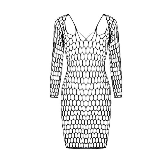 Бодістокінг-сукня з глибоким коміром Passion BS093 black, довгі рукави, One size | Зображення 3