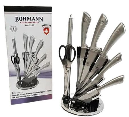 Набор ножей для кухни Bohmann BH-5273 из нержавеющей стали с подставкой 8 предметов | Зображення 2