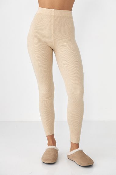 Жіночі трикотажні лосини - бежевий цвет, ONE SIZE (є розміри)