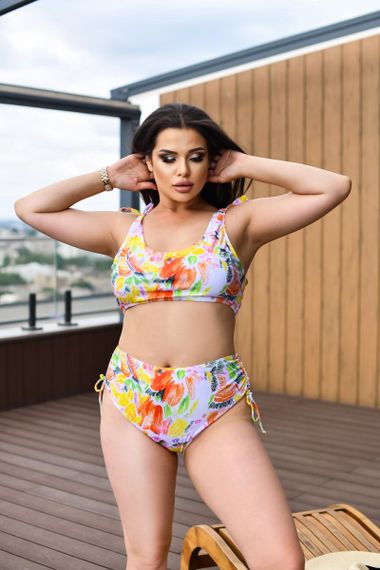 Роздільний яскравий купальник Plus Size знімними чашками та високими плавками | Зображення 3