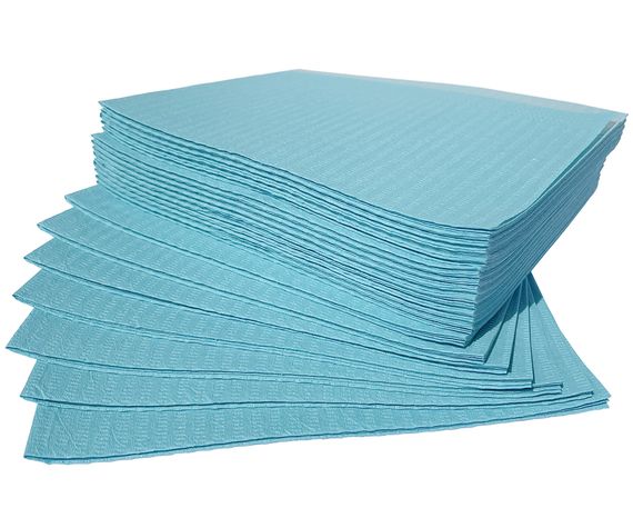 Нагрудники медичні Dochem Wide-Cover, 33 х 45.5 см, 2 шари паперу + 1 шар поліетилену, сині (500 шт.) | Зображення 1
