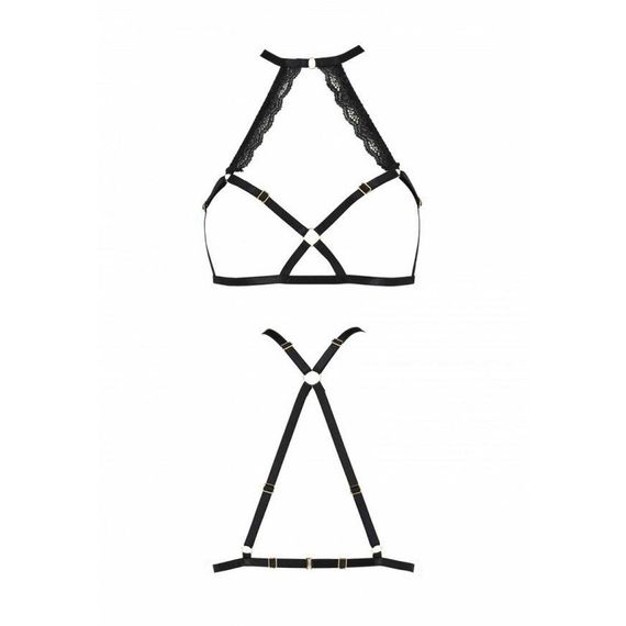 Портупея зі стреп із мереживом Lorry Bra black — Passion Exclusive: стрінги в комплекті, 2XL/3XL | Зображення 4