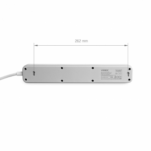 Мережевий подовжувач із заземленням 4 розетки/1USB-A/1Type-C 3м з кнопкою білий VF-PD43G1QC1PD-W Oncord Videx | Зображення 5