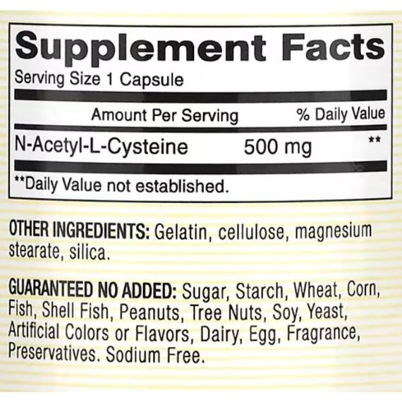 Ацетилцистеин Mason Natural NAC 500 mg 60 Caps | Зображення 1