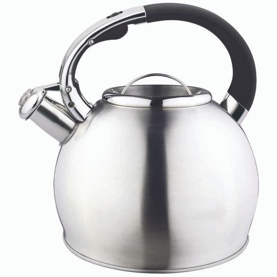 Чайник 3 л Con Brio CB-410 з нержавіючої сталі зі свистком і чорною ручкою для всіх типів плит