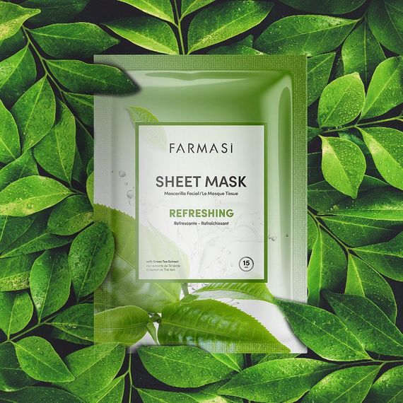 Освіжаюча тканинна маска для обличчя з зеленим чаєм Farmasi | Зображення 3