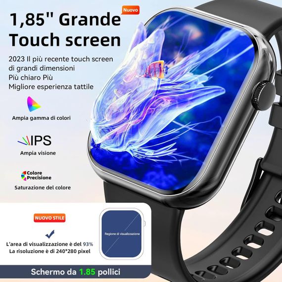 Годинник для чоловіків і жінок із функцією телефона 1,85-дюймовий екран, крокомір, артеріальний тиск | Зображення 6