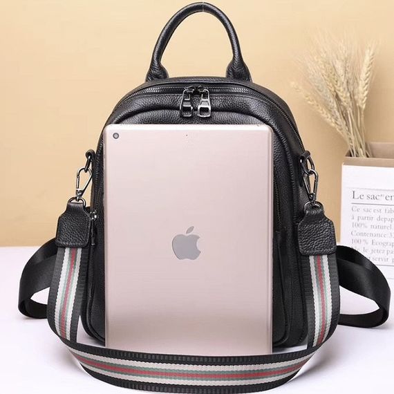 Жіночий шкіряний рюкзак міський. Модний рюкзак жіночий. Рюкзак з натуральної шкіри чорний 27735 | Зображення 2