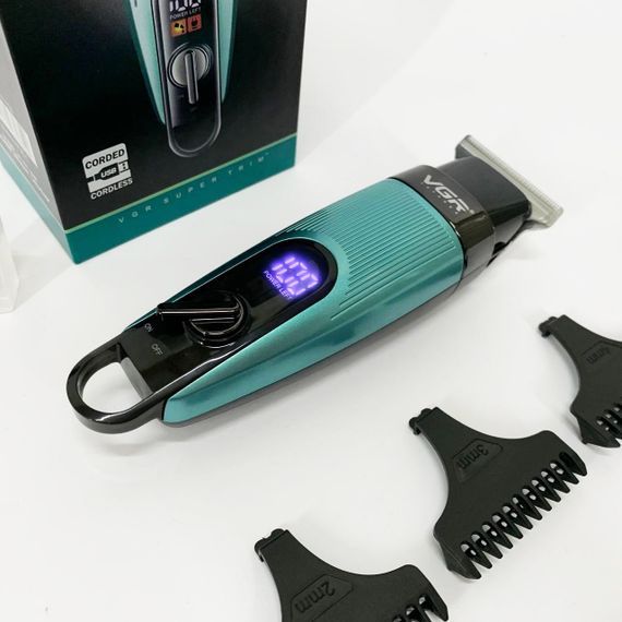 Машинка для стрижки волосся VGR V-975 тример для бороди та вусів. Колір: зелений | Зображення 9