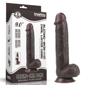 Фалоімітатор - Sliding-Skin Dual Layer Dong 9" Black Sex Aura