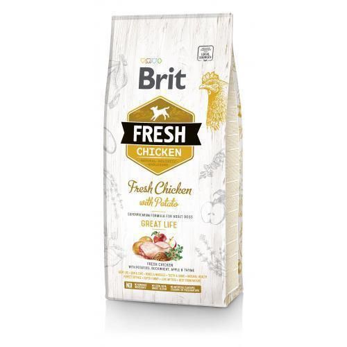 Сухий корм Brit Fresh для дорослих собак усіх порід, з куркою та картоплею, 12 кг