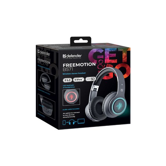 Навушники Defender FreeMotion B571 Bluetooth LED Gray (63571) | Зображення 5