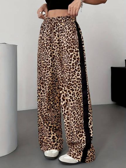 Женские леопардовые брюки палаццо легкие свободные GF4246 размер 46/48 цвет коричневый