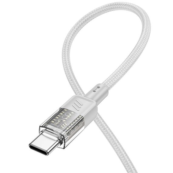 Дата кабель Hoco U129 Spirit Transparent Type-C to Type-C 60W (1.2m) Gray | Зображення 2