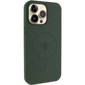 Чохол Silicone Case Full Protective (AA) V2 with MagSafe для Apple iPhone 15 Pro Max (6.7") Бежевий / Desert Gold Зелений / Cyprus Green