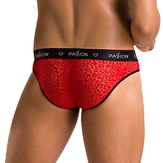 Чоловічі напівпрозорі труси Passion 031 SLIP MIKE XXL/XXXL Red, під леопард | Зображення 1