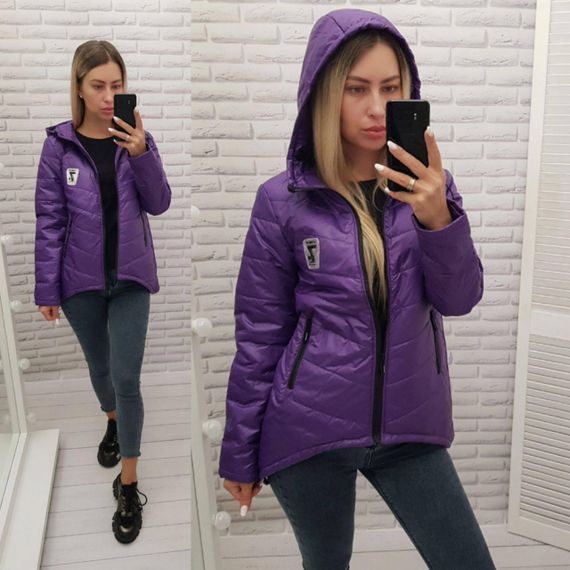 Жіноча демісезонна куртка з емблемою, арт.210/7, фіолет | Зображення 8