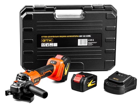 Кутова шліфувальна машина GTM AGC18/125BL 18В + 2 акумулятори та ЗУ | Зображення 3