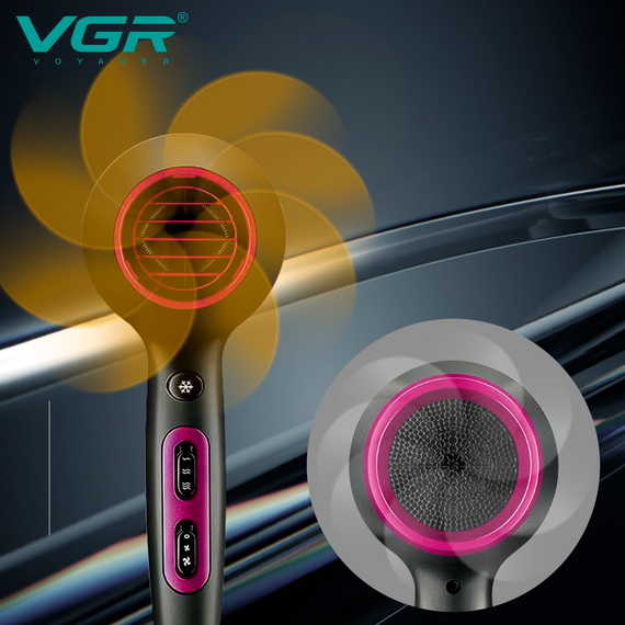Фен професійний VGR V-402, 3 рівні обдування, 4 рівні температури, 2 насадки, 1800-2200 Вт | Зображення 6