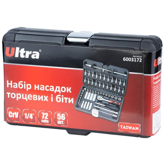 Набір насадок торцевих і біт Ultra 1/4" 56 шт CrV Taiwan (6003172) | Зображення 5