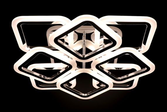 Люстра світлодіодна стельова LED світильник для квартири на стелю лед з пультом 25752 Хром 11х50х50 см. | Зображення 3