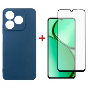 Чехол для мобильного телефона Dengos Realme C63 Carbon + glass Blue (DG-KM-104)