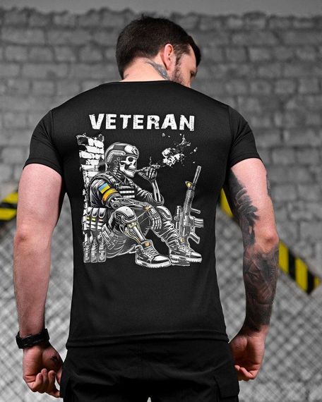 Тактична потоотводяча футболка Veteran чорна ДЛ7221 | Зображення 1