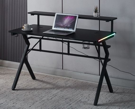 Стіл геймерський комп’ютерний Bonro B-08, 18 мм чорний RGB LED 42401085 | Зображення 5