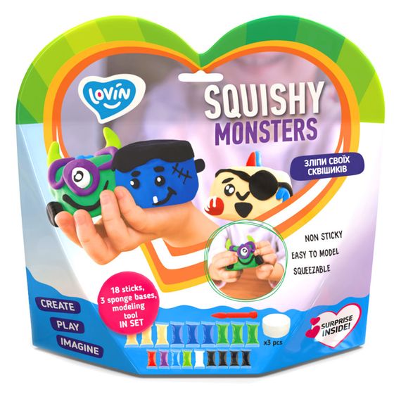 Набір для ліплення з повітряним пластиліном Squishy Monsters ТМ Lovin 70130 | Зображення 1