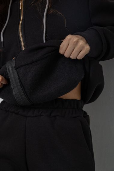 Спортивний костюм жіночий на флісі, колір чорний, 244R1555 | Зображення 6