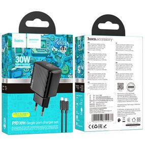 Мережевий зарядний пристрій Hoco CS22A 1 USB-C PD/QC 30 W + Type-C to Type-C