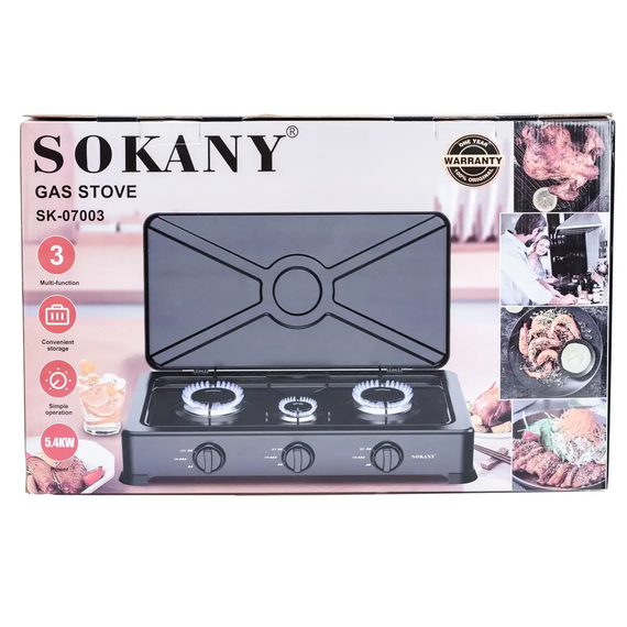 Газова плита настільна на 3 конфорки Sokany під балонний газ Lugi SK-07003 | Зображення 6