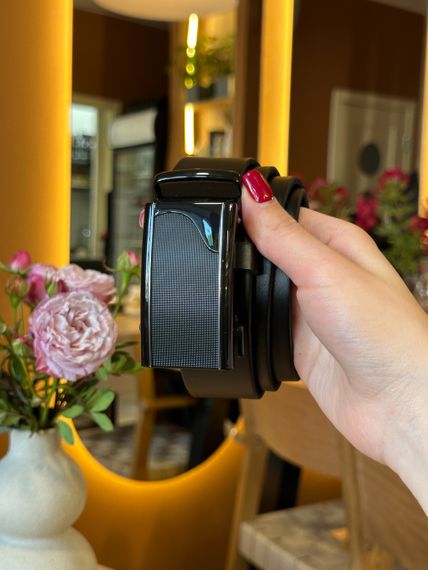 Мужской кожаный ремень с пряжкой автомат 8490 | Зображення 7