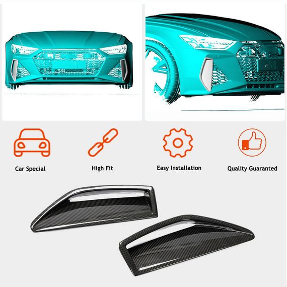 Накладки на передний бампер (для RS6, Карбон) для Ауди A6 C8 2018- гг | Зображення 1