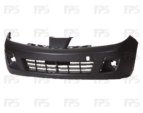 Передний бампер Nissan Tiida 05-, европ. версия, черный  FBM22EM30J