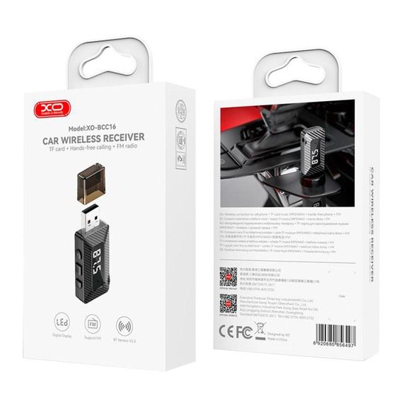 FM-трансмітер XO BCC16 Bluetooth V5.3 Колір Чорний | Зображення 1