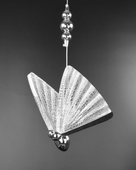 Люстра світлодіодна підвісна LED світильник для квартири на стелю лед 26524 Хром 30-120х22х16 см. | Зображення 4