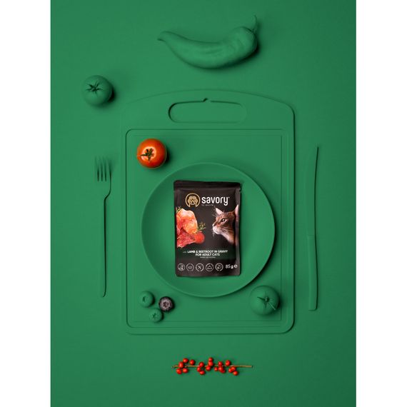 Корм вологий Savory Adult Cat Pouch Lamb and Beetroot in Gravy для дорослих котів з ягням та буряком у соусі 85 г | Зображення 4