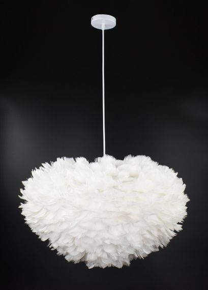 Люстра підвісна з пір'ям на 3 лампочки 26705 Білий 40-120х60х60 см.