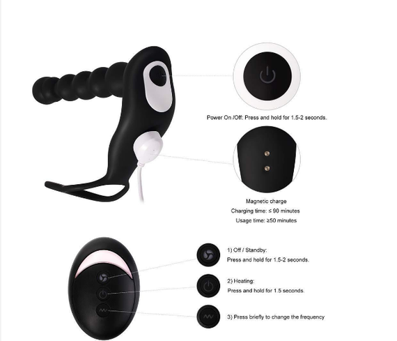 Массажер простаты с пультом и подогревом. | Зображення 6