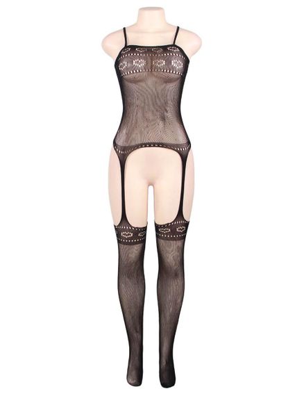 Бодістокінг у сіточку з імітацією панчох Star Night чорний XS-M sexstyle | Зображення 2