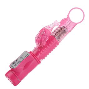 Двойной вибратор для клитора и точки G с ротацией (красный, ААА)