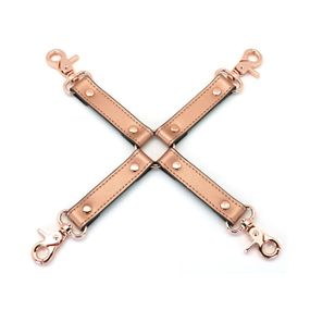 Крестовина для фиксации Liebe Seele Rose Gold Memory Hog Tie, натуральная кожа, розовое золото Sex Aura