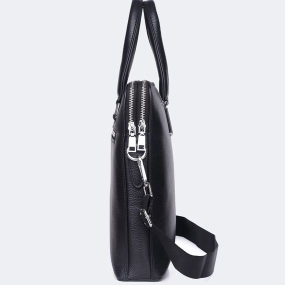 Кожаная мужская деловая сумка-портфель портфель для ноутбука черный Tiding Bag 64028 | Зображення 4